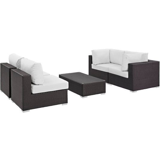 Modway Convene 5 Piece Outdoor Patio Coffee Table Set | Outdoor Sofas, Loveseats & Sectionals | 