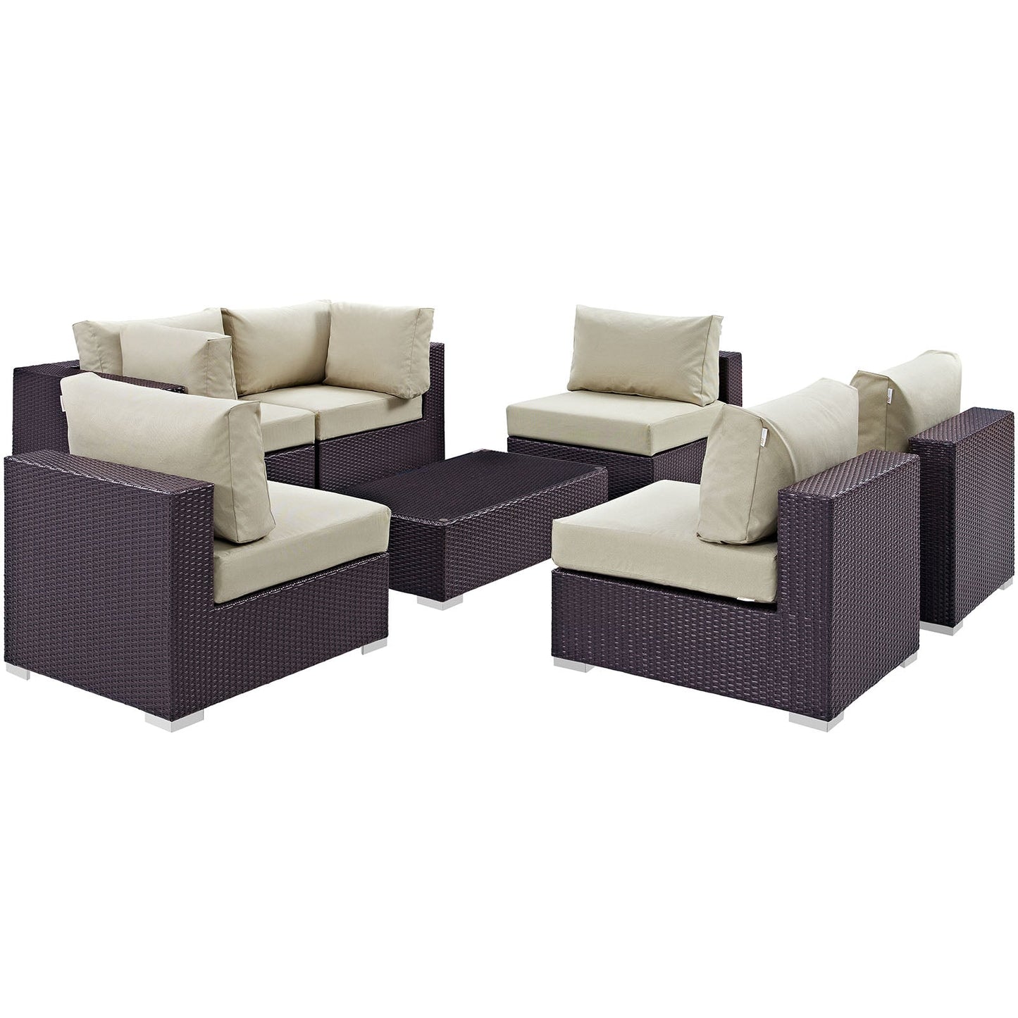 Modway Convene 7 Piece Outdoor Patio Sectional Set - EEI-2164 | Outdoor Sofas, Loveseats & Sectionals | 