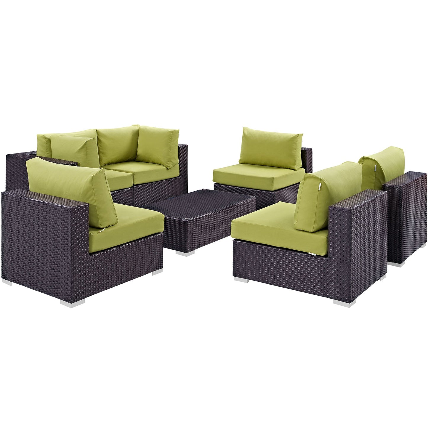 Modway Convene 7 Piece Outdoor Patio Sectional Set - EEI-2164 | Outdoor Sofas, Loveseats & Sectionals | 