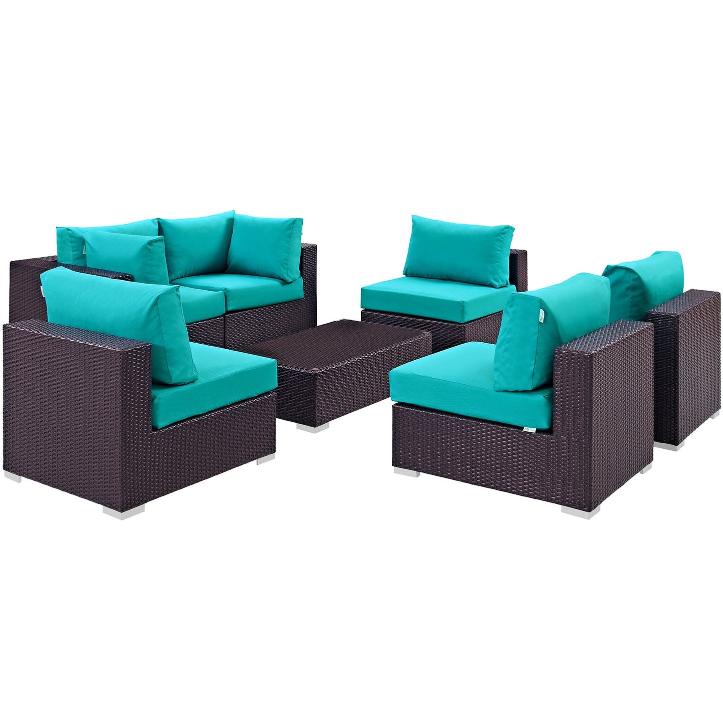 Modway Convene 7 Piece Outdoor Patio Sectional Set - EEI-2164 | Outdoor Sofas, Loveseats & Sectionals | 