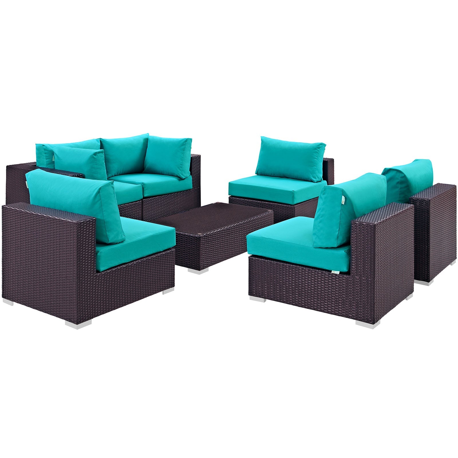 Modway Convene 7 Piece Outdoor Patio Sectional Set - EEI-2164 | Outdoor Sofas, Loveseats & Sectionals | 