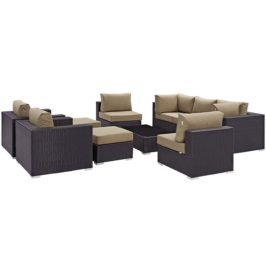 Modway Convene 10 Piece Outdoor Patio Sectional Set | Outdoor Sofas, Loveseats & Sectionals | 