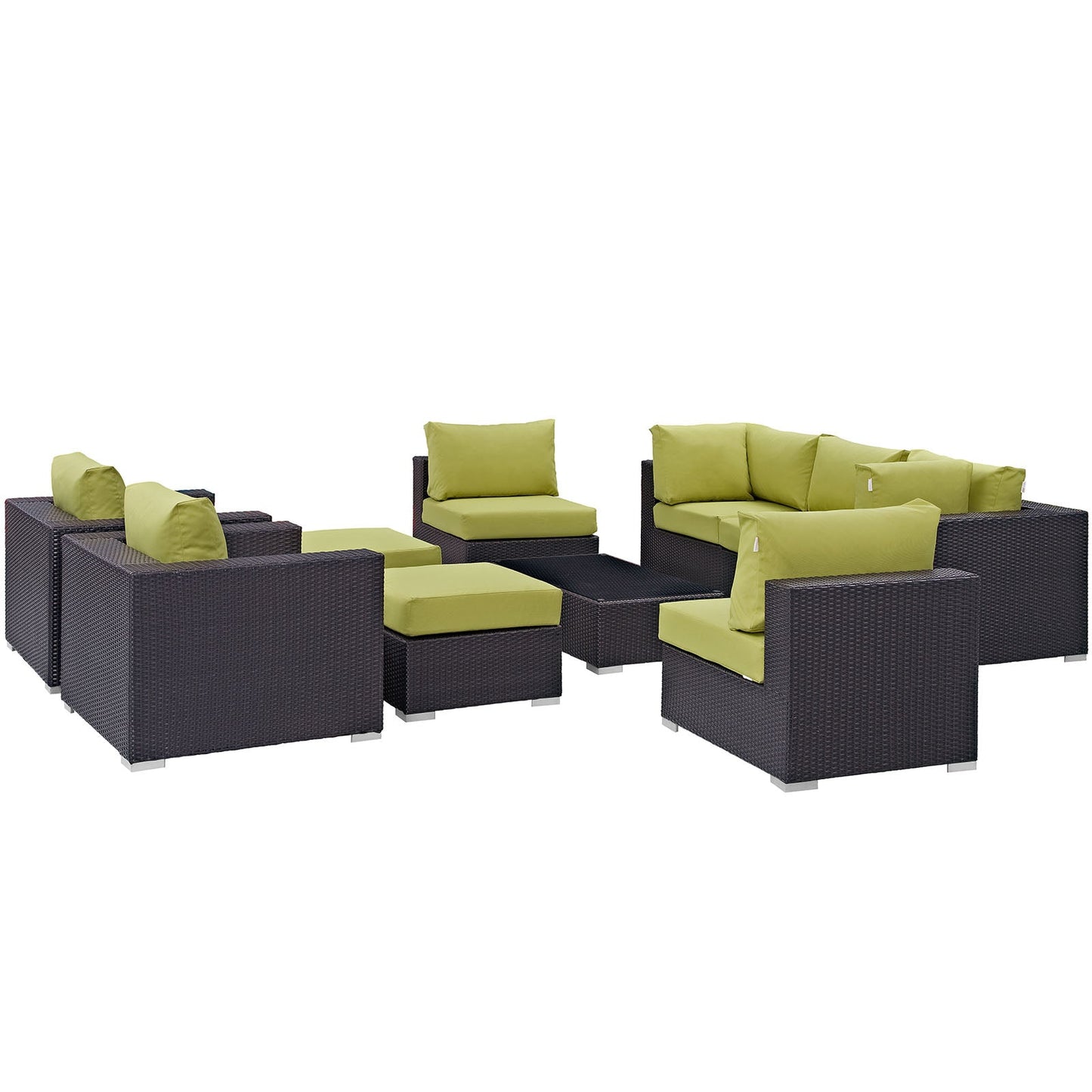 Modway Convene 10 Piece Outdoor Patio Sectional Set | Outdoor Sofas, Loveseats & Sectionals | 