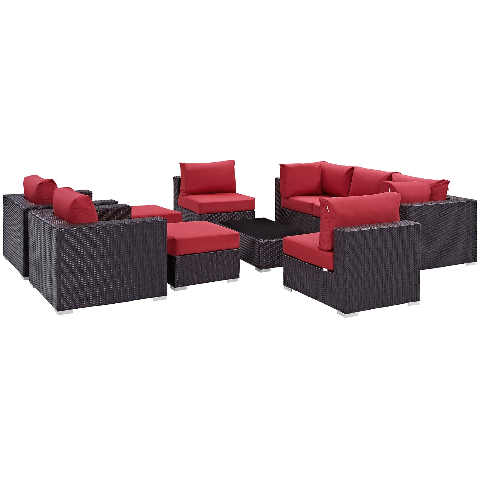 Modway Convene 10 Piece Outdoor Patio Sectional Set | Outdoor Sofas, Loveseats & Sectionals | 