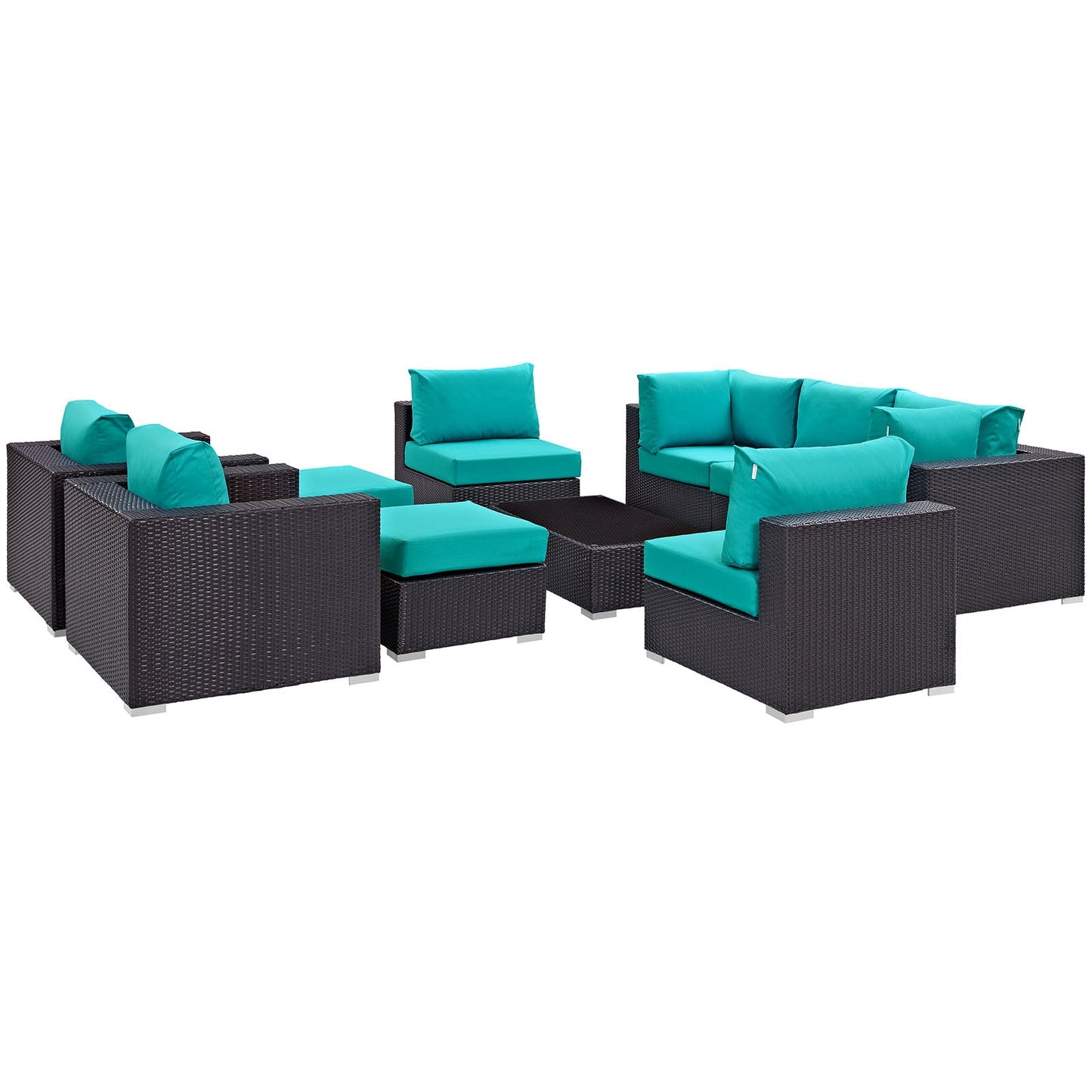 Modway Convene 10 Piece Outdoor Patio Sectional Set | Outdoor Sofas, Loveseats & Sectionals | 