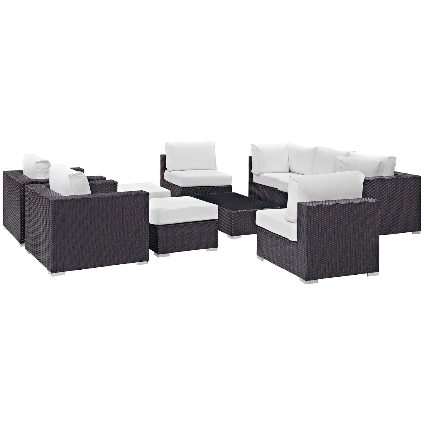 Modway Convene 10 Piece Outdoor Patio Sectional Set | Outdoor Sofas, Loveseats & Sectionals | 