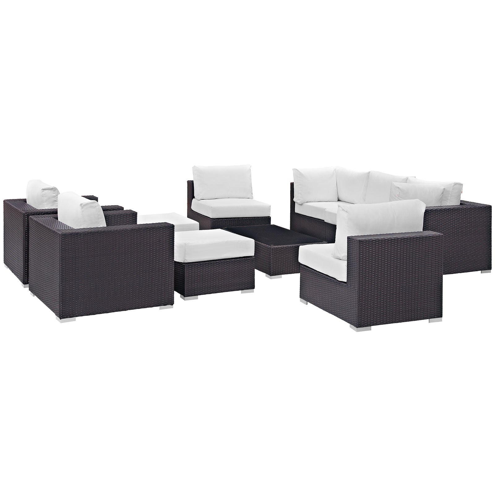 Modway Convene 10 Piece Outdoor Patio Sectional Set | Outdoor Sofas, Loveseats & Sectionals | 