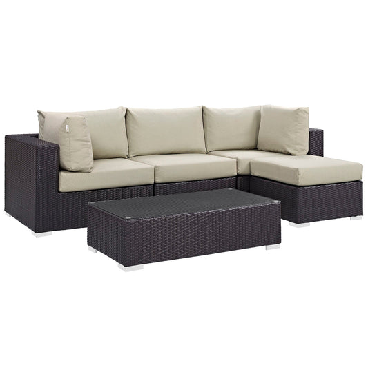 Modway Convene 5 Piece Outdoor Patio Sectional Set - EEI-2172 | Outdoor Sofas, Loveseats & Sectionals | 