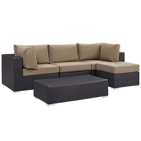 Modway Convene 5 Piece Outdoor Patio Sectional Set - EEI-2172 | Outdoor Sofas, Loveseats & Sectionals | 