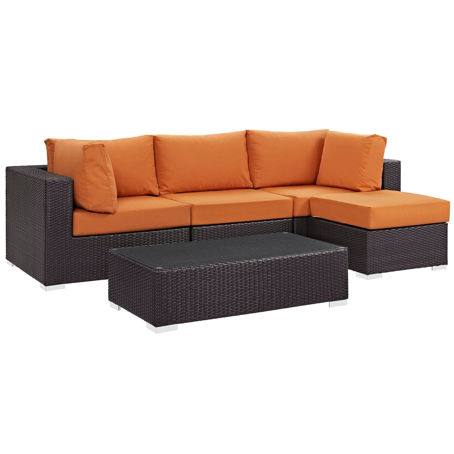 Modway Convene 5 Piece Outdoor Patio Sectional Set - EEI-2172 | Outdoor Sofas, Loveseats & Sectionals | 