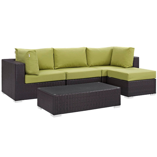 Modway Convene 5 Piece Outdoor Patio Sectional Set - EEI-2172 | Outdoor Sofas, Loveseats & Sectionals | 