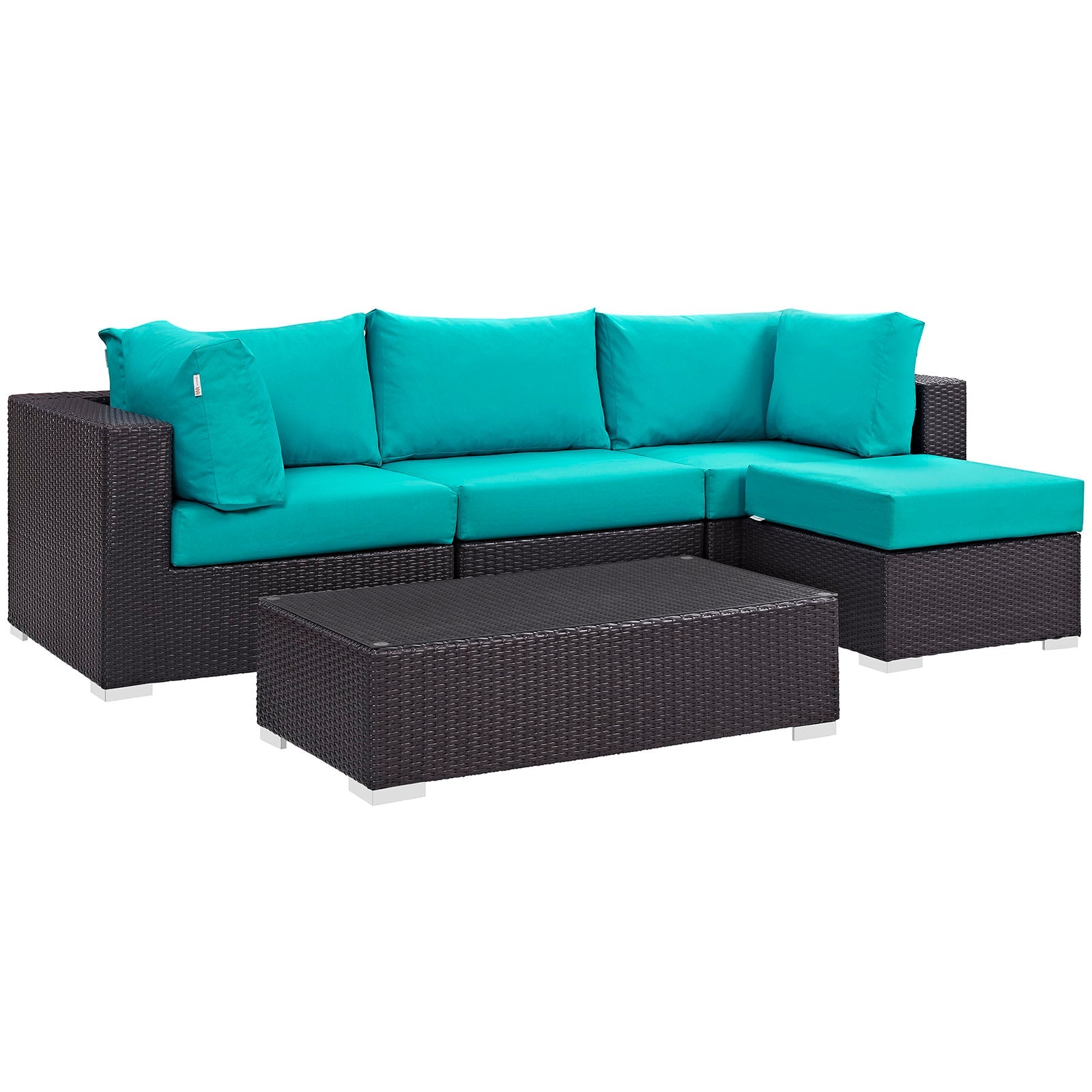 Modway Convene 5 Piece Outdoor Patio Sectional Set - EEI-2172 | Outdoor Sofas, Loveseats & Sectionals | 