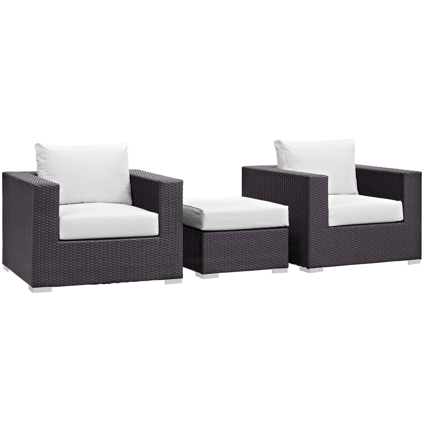 Modway Convene 3 Piece Outdoor Patio Ottoman & Armchair Set - EEI-2174 | Outdoor Sofas, Loveseats & Sectionals | 