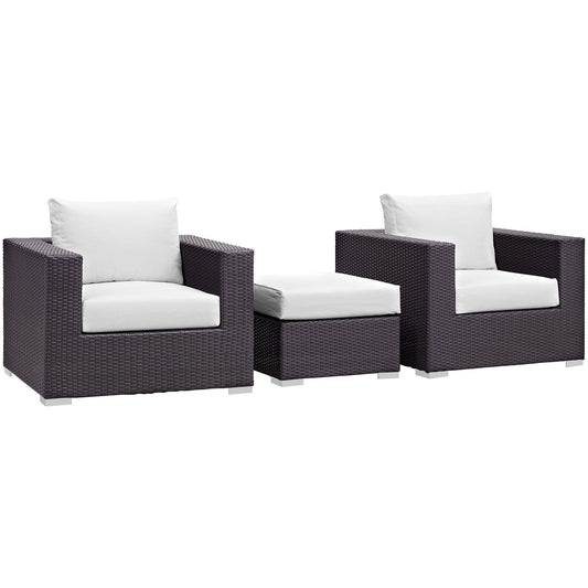 Modway Convene 3 Piece Outdoor Patio Ottoman & Armchair Set - EEI-2174 | Outdoor Sofas, Loveseats & Sectionals | 