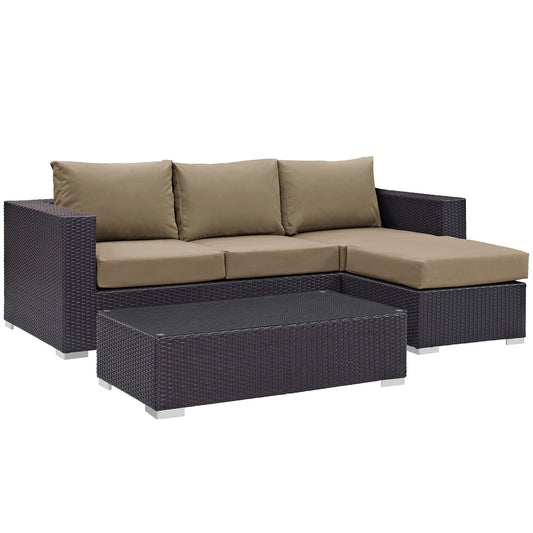 Modway Convene 3 Piece Outdoor Patio Sofa Set | Outdoor Sofas, Loveseats & Sectionals | 