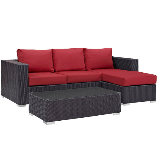 Modway Convene 3 Piece Outdoor Patio Sofa Set | Outdoor Sofas, Loveseats & Sectionals | 