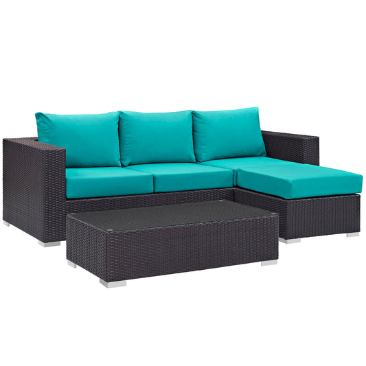 Modway Convene 3 Piece Outdoor Patio Sofa Set | Outdoor Sofas, Loveseats & Sectionals | 