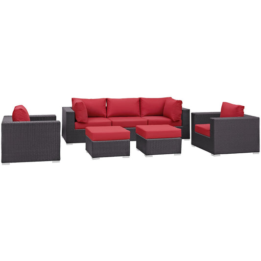 Modway Convene 7 Piece Outdoor Patio Sectional Set - EEI-2200 | Outdoor Sofas, Loveseats & Sectionals | 