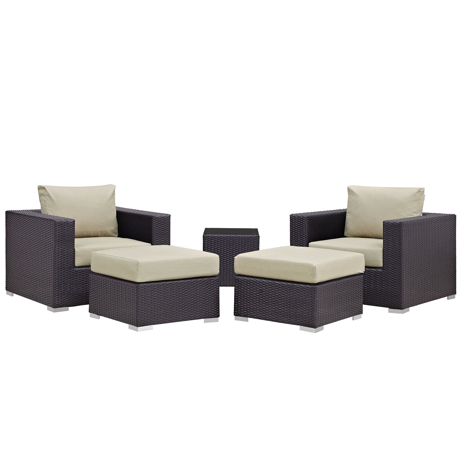 Modway Convene 5 Piece Outdoor Patio Sectional Set - EEI-2201 | Outdoor Sofas, Loveseats & Sectionals | 