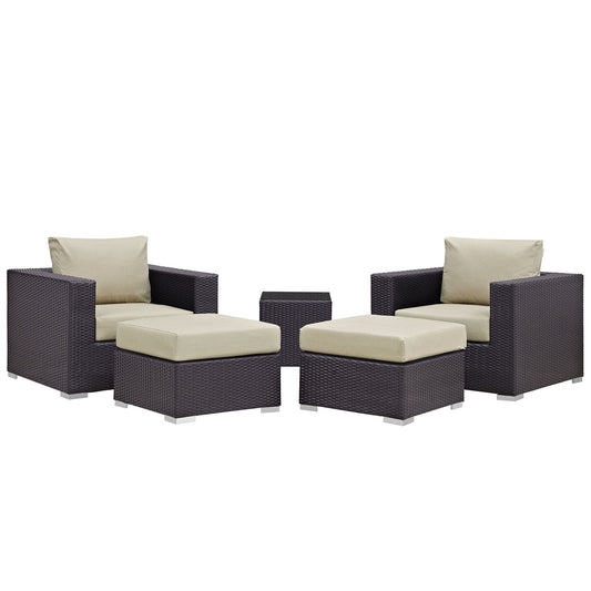 Modway Convene 5 Piece Outdoor Patio Sectional Set - EEI-2201 | Outdoor Sofas, Loveseats & Sectionals | 