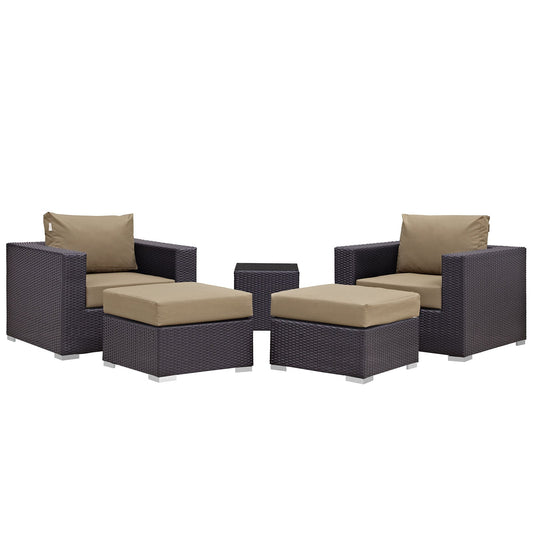 Modway Convene 5 Piece Outdoor Patio Sectional Set - EEI-2201 | Outdoor Sofas, Loveseats & Sectionals | 