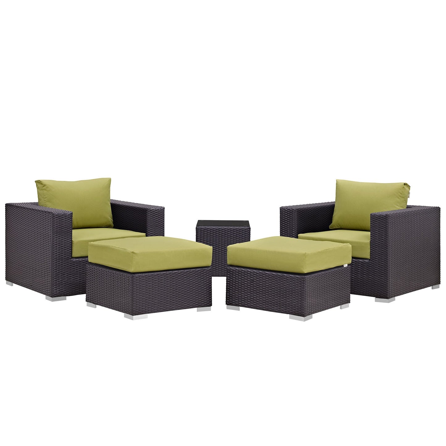 Modway Convene 5 Piece Outdoor Patio Sectional Set - EEI-2201 | Outdoor Sofas, Loveseats & Sectionals | 