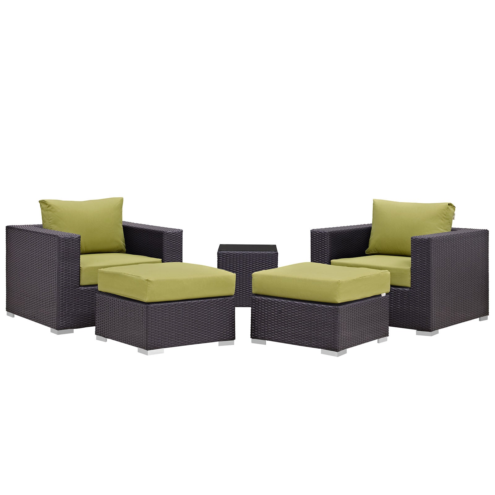 Modway Convene 5 Piece Outdoor Patio Sectional Set - EEI-2201 | Outdoor Sofas, Loveseats & Sectionals | 