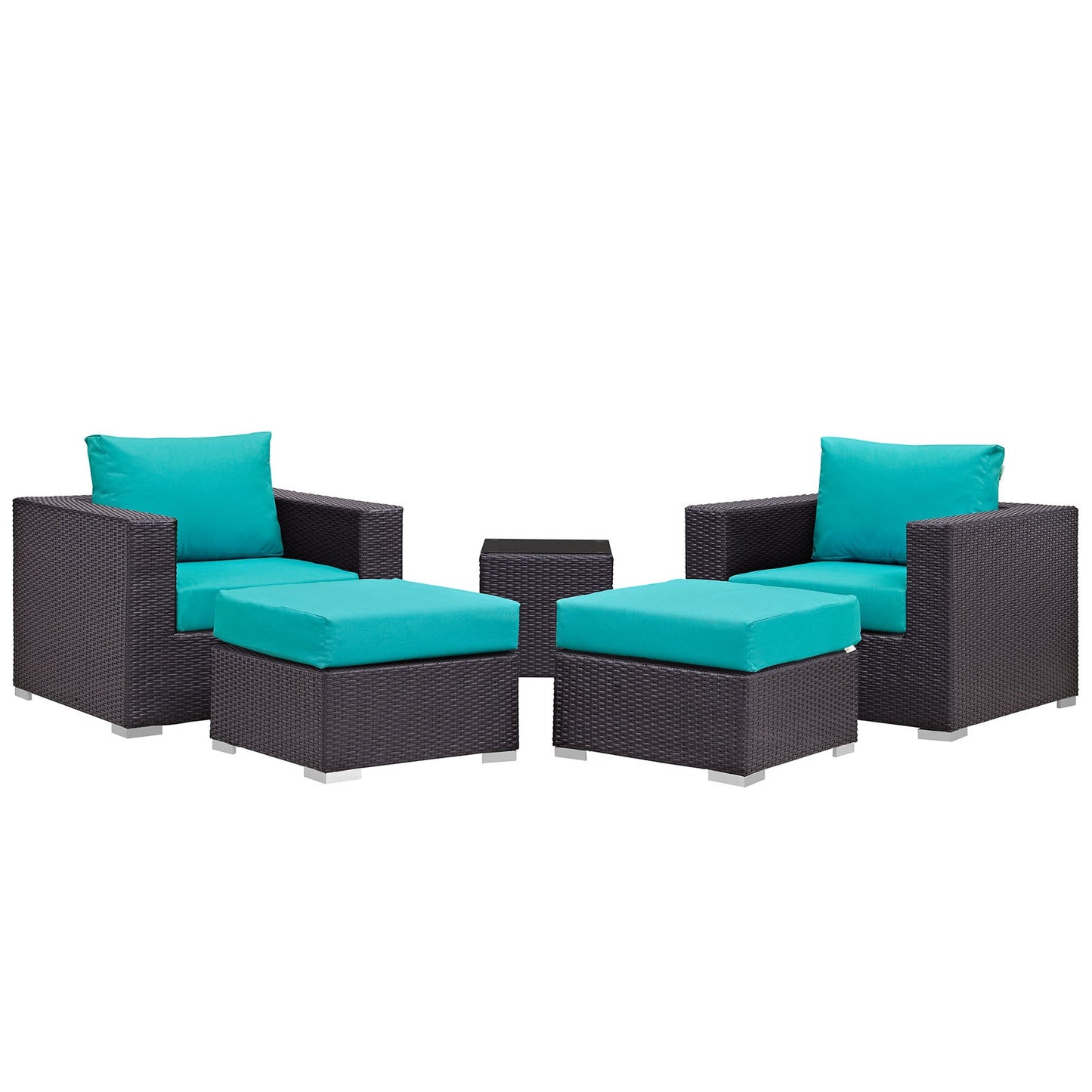 Modway Convene 5 Piece Outdoor Patio Sectional Set - EEI-2201 | Outdoor Sofas, Loveseats & Sectionals | 