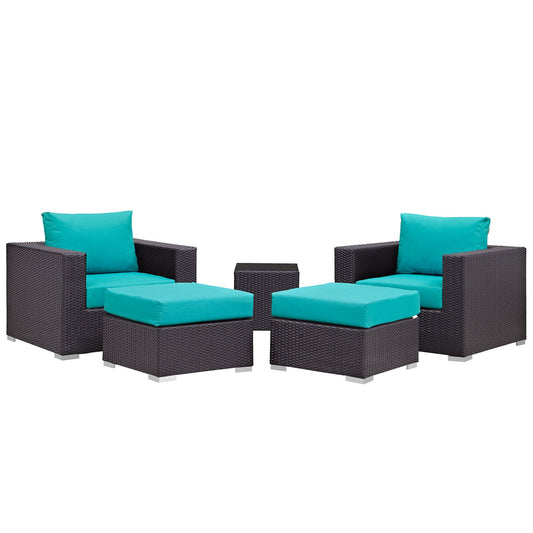 Modway Convene 5 Piece Outdoor Patio Sectional Set - EEI-2201 | Outdoor Sofas, Loveseats & Sectionals | 