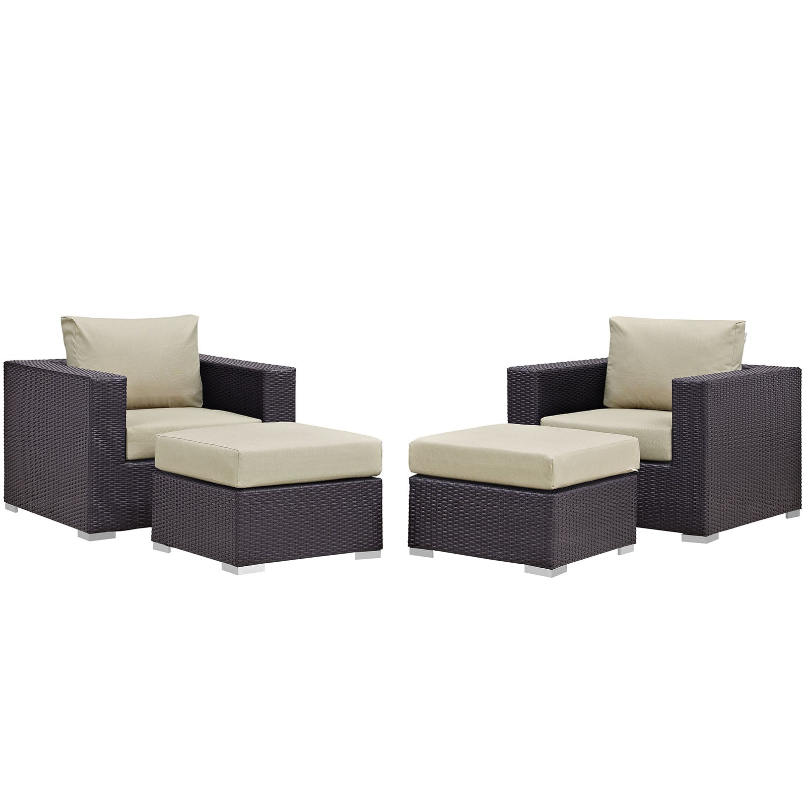 Modway Convene 4 Piece Outdoor Patio Sectional Set | Outdoor Sofas, Loveseats & Sectionals