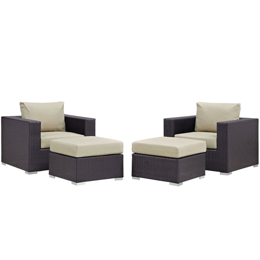 Modway Convene 4 Piece Outdoor Patio Sectional Set | Outdoor Sofas, Loveseats & Sectionals