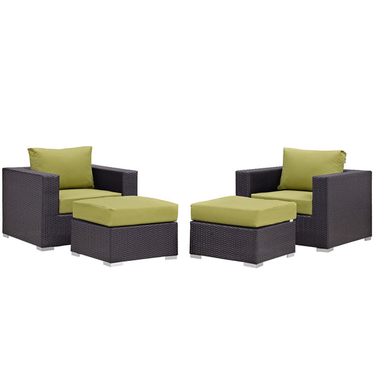 Modway Convene 4 Piece Outdoor Patio Sectional Set | Outdoor Sofas, Loveseats & Sectionals | 