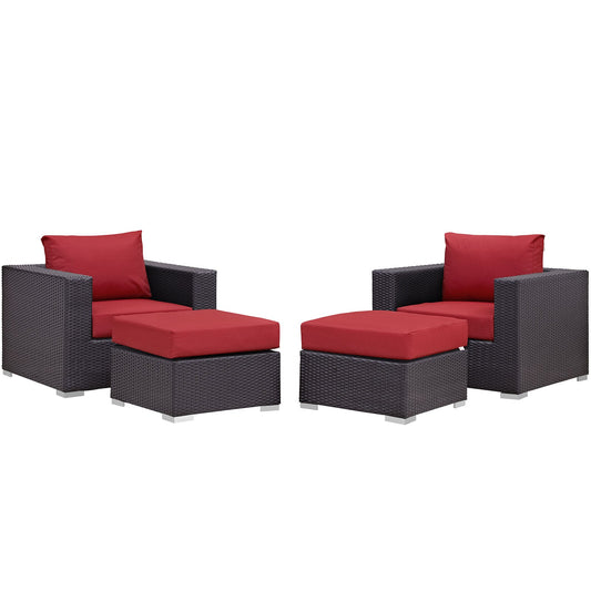 Modway Convene 4 Piece Outdoor Patio Sectional Set | Outdoor Sofas, Loveseats & Sectionals | 