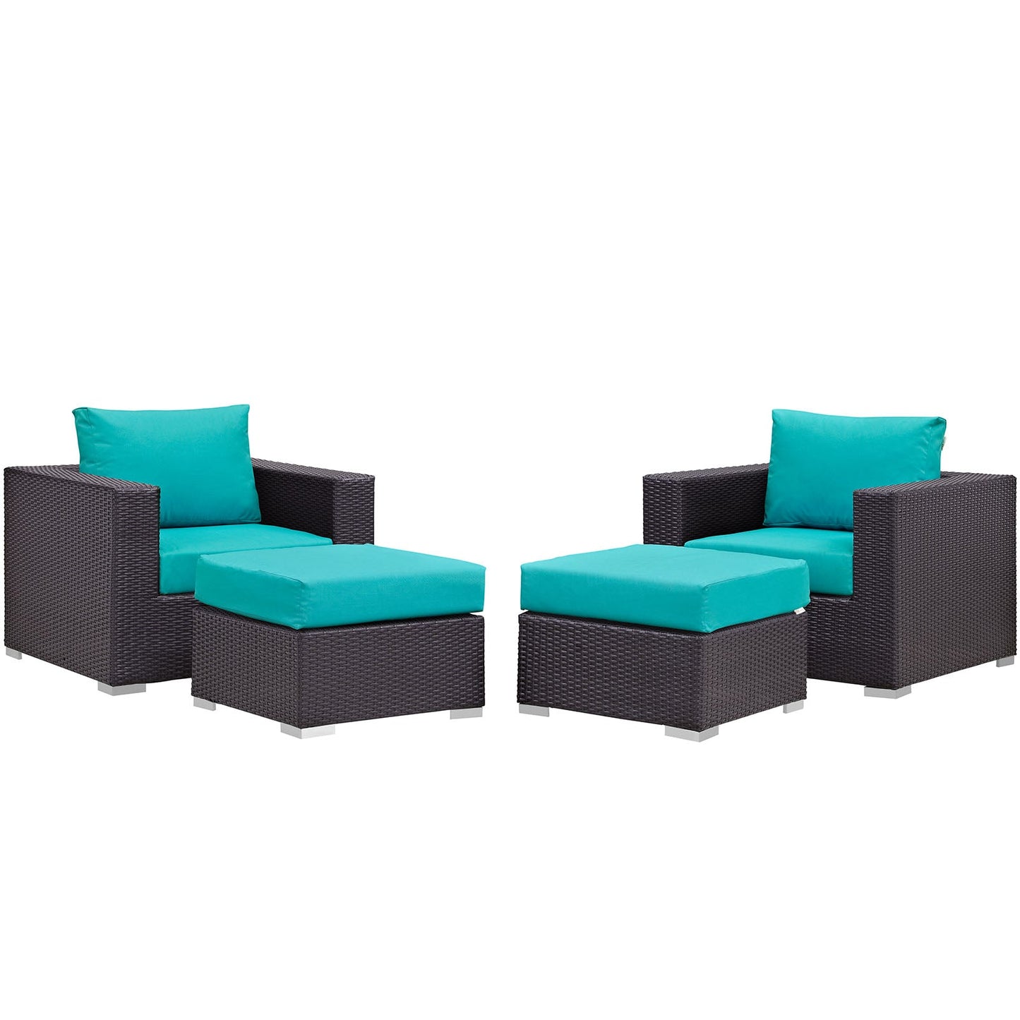 Modway Convene 4 Piece Outdoor Patio Sectional Set | Outdoor Sofas, Loveseats & Sectionals | 