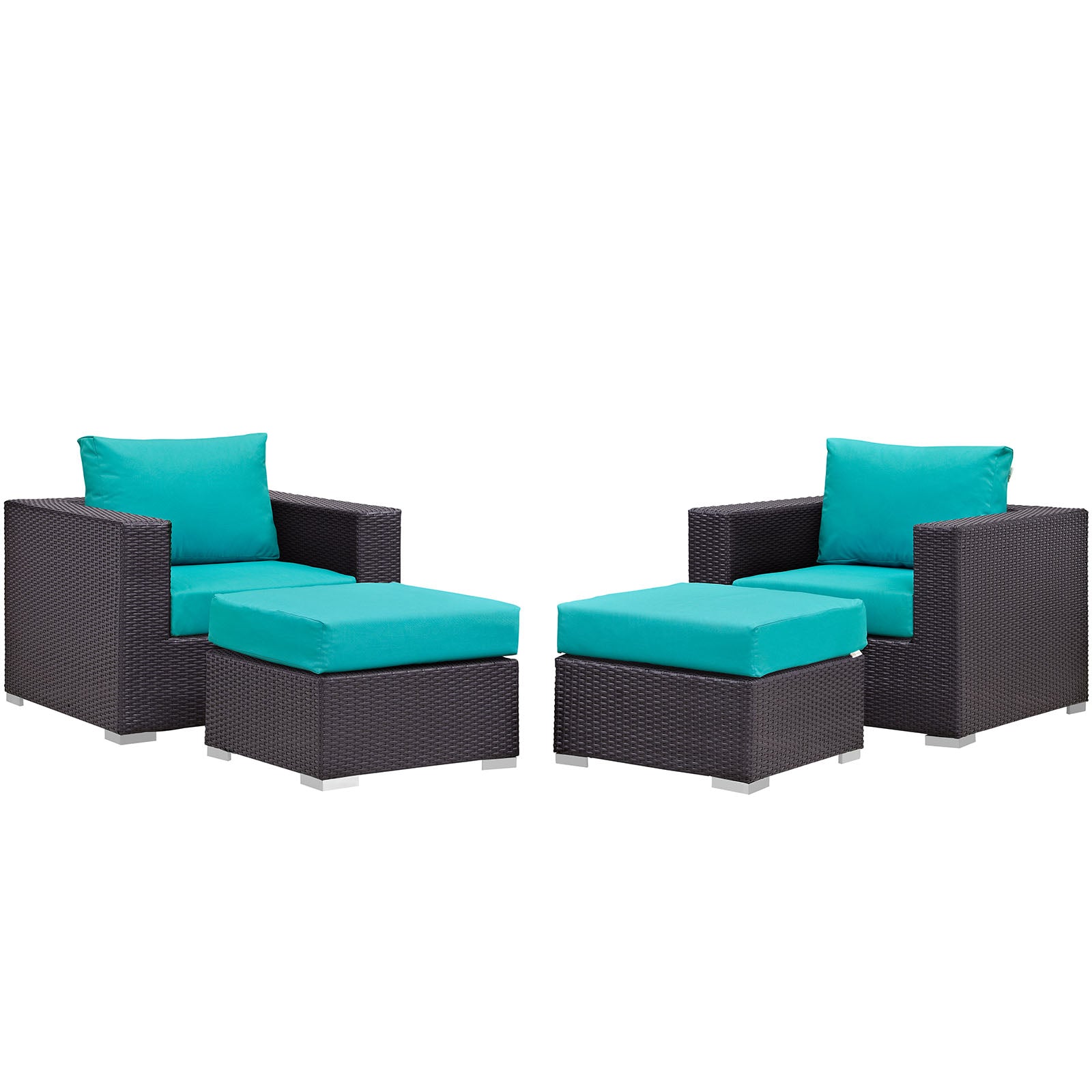 Modway Convene 4 Piece Outdoor Patio Sectional Set | Outdoor Sofas, Loveseats & Sectionals | 