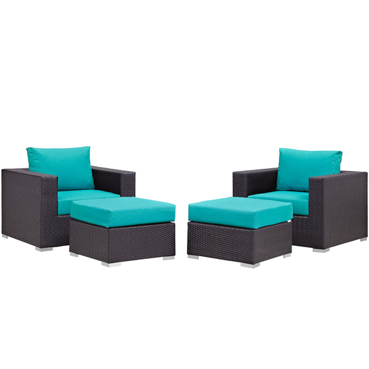 Modway Convene 4 Piece Outdoor Patio Sectional Set | Outdoor Sofas, Loveseats & Sectionals | 
