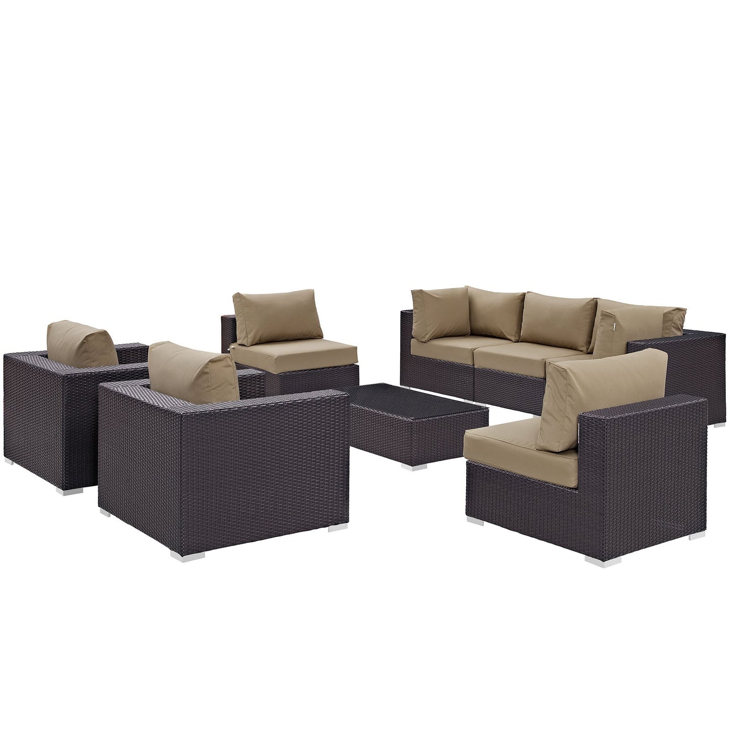 Modway Convene 8 Piece Outdoor Patio Sectional Set - EEI-2203 | Outdoor Sofas, Loveseats & Sectionals | 