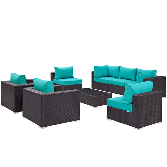 Modway Convene 8 Piece Outdoor Patio Sectional Set - EEI-2203 | Outdoor Sofas, Loveseats & Sectionals | 