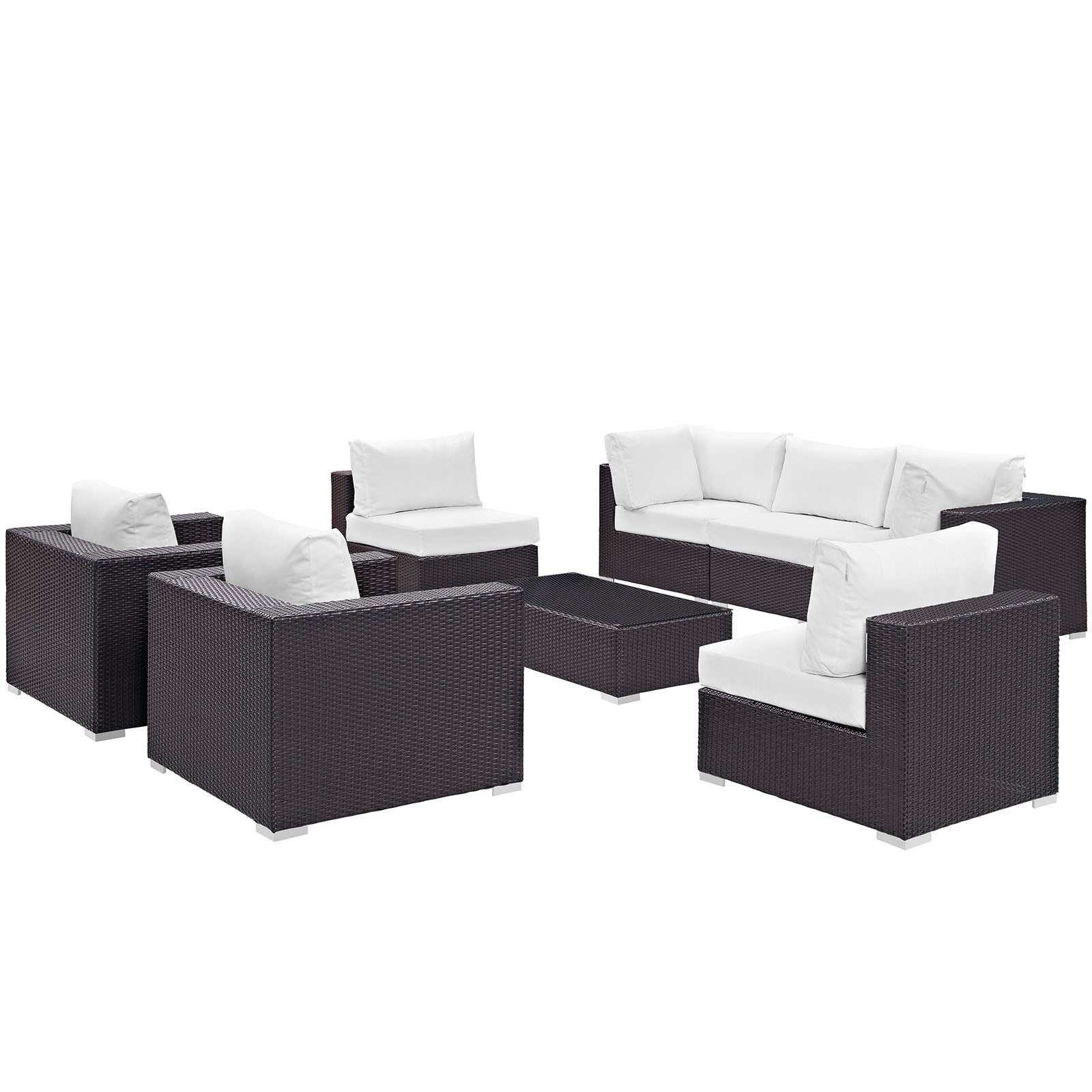 Modway Convene 8 Piece Outdoor Patio Sectional Set - EEI-2203 | Outdoor Sofas, Loveseats & Sectionals | 