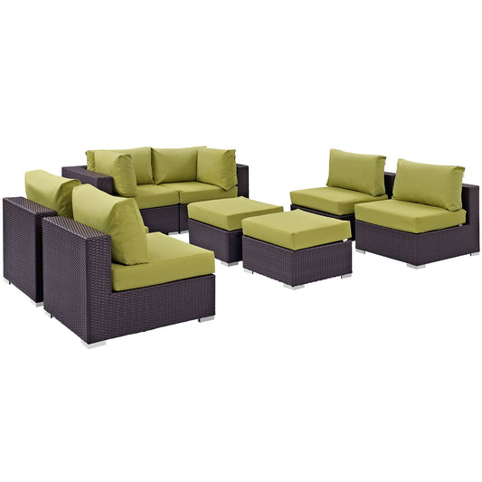 Modway Convene 8 Piece Outdoor Patio Sectional Set - EEI-2204 | Outdoor Sofas, Loveseats & Sectionals | 