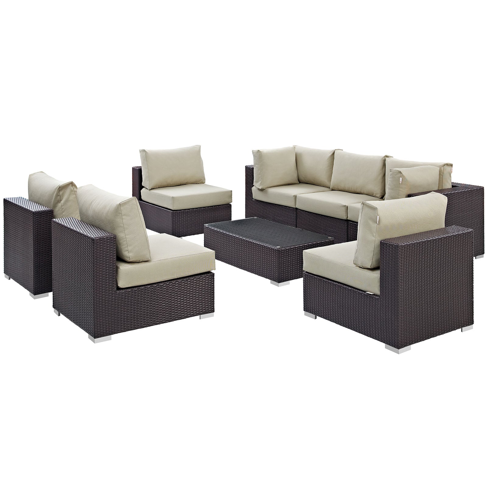Modway Convene 8 Piece Outdoor Patio Sectional Set - EEI-2205 | Outdoor Sofas, Loveseats & Sectionals | 