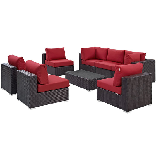 Modway Convene 8 Piece Outdoor Patio Sectional Set - EEI-2205 | Outdoor Sofas, Loveseats & Sectionals | 