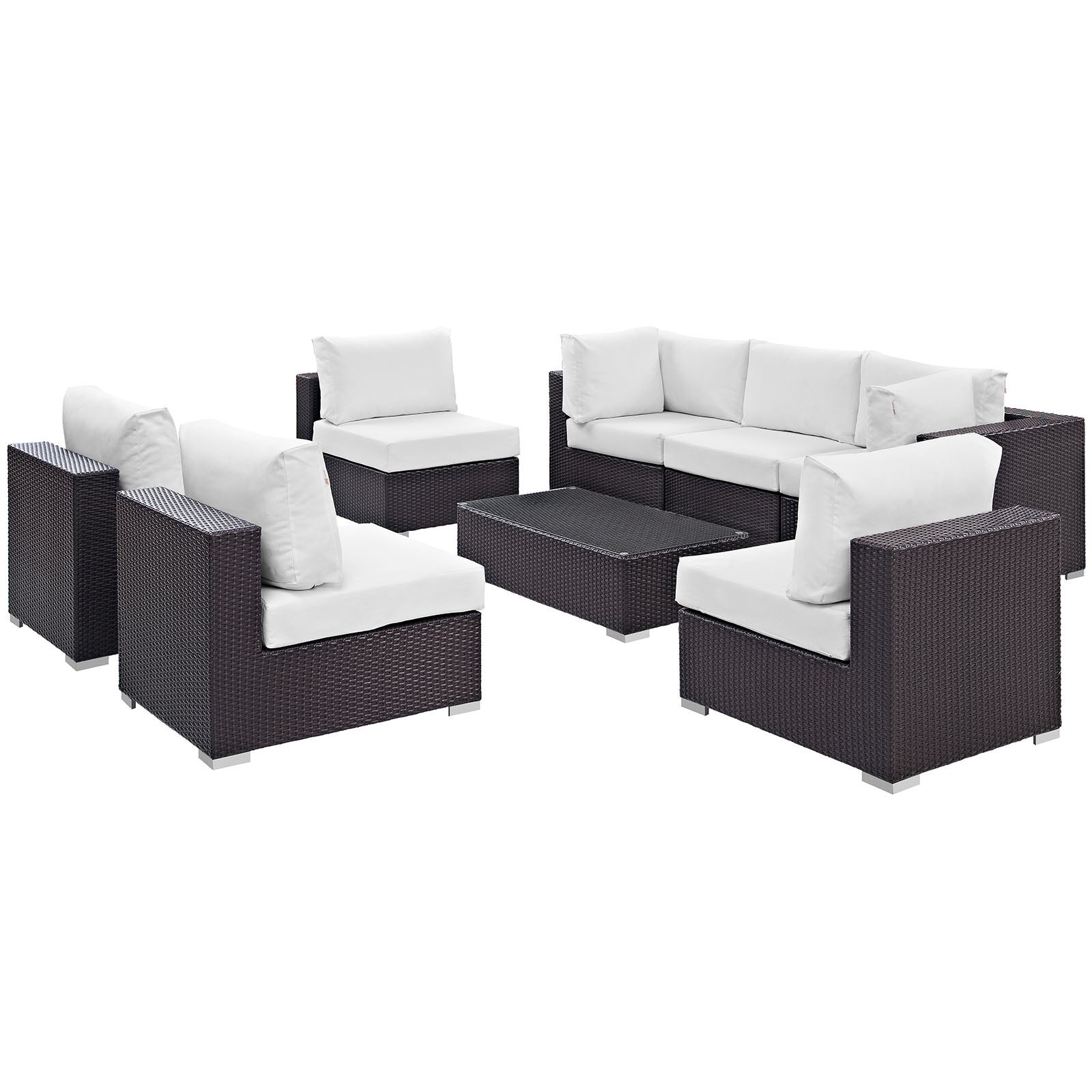 Modway Convene 8 Piece Outdoor Patio Sectional Set - EEI-2205 | Outdoor Sofas, Loveseats & Sectionals | 