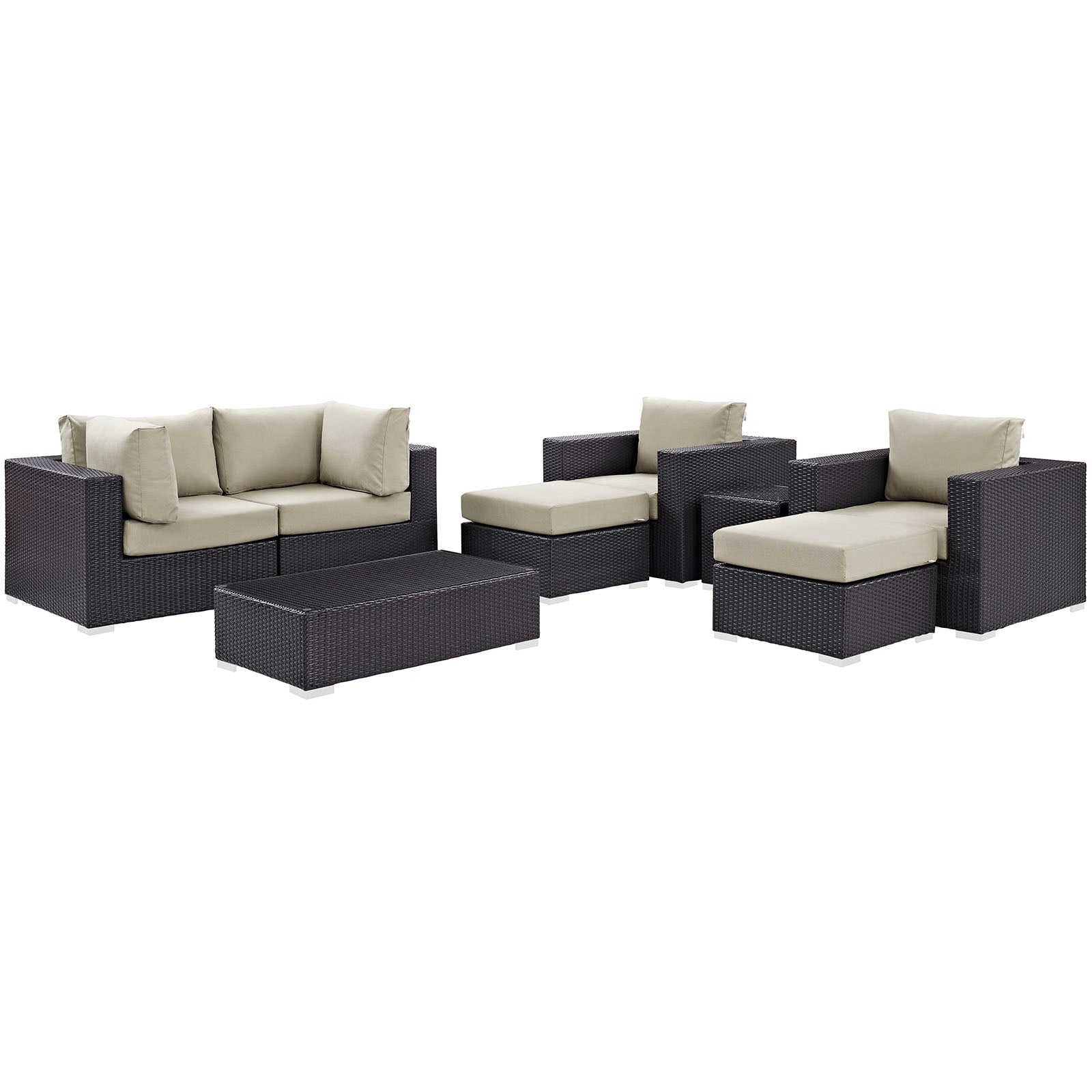 Modway Convene 8 Piece Outdoor Patio Sectional Set - EEI-2206 | Outdoor Sofas, Loveseats & Sectionals | 
