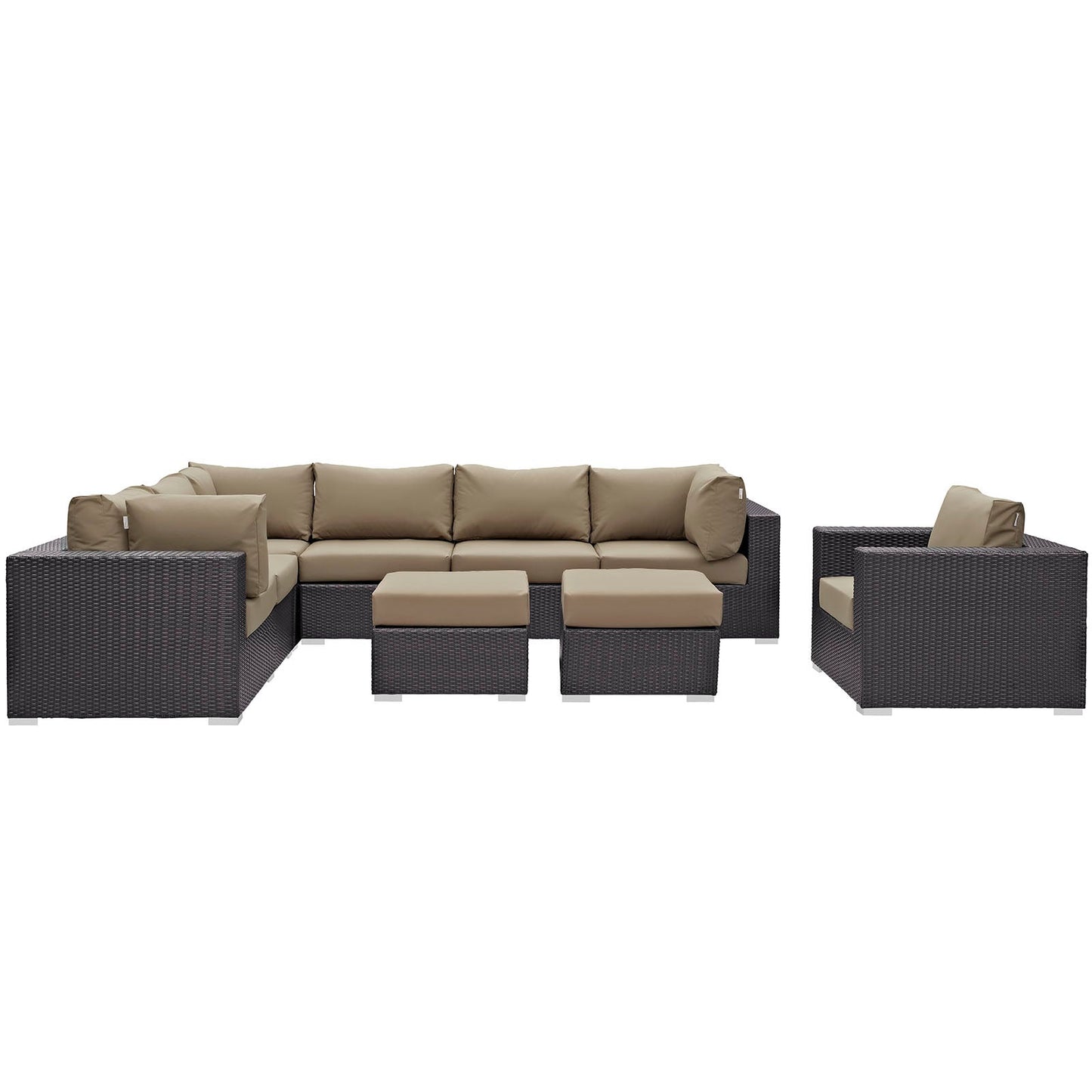 Modway Convene 9 Piece Outdoor Patio Sectional Set | Outdoor Sofas, Loveseats & Sectionals | 