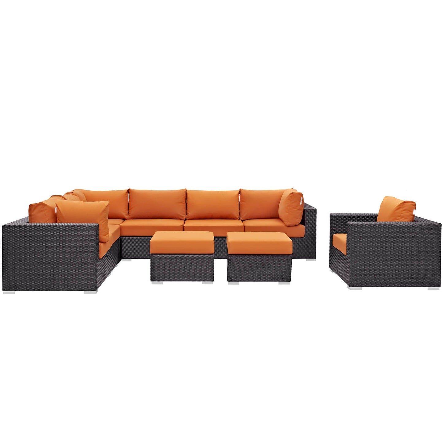 Modway Convene 9 Piece Outdoor Patio Sectional Set | Outdoor Sofas, Loveseats & Sectionals | 