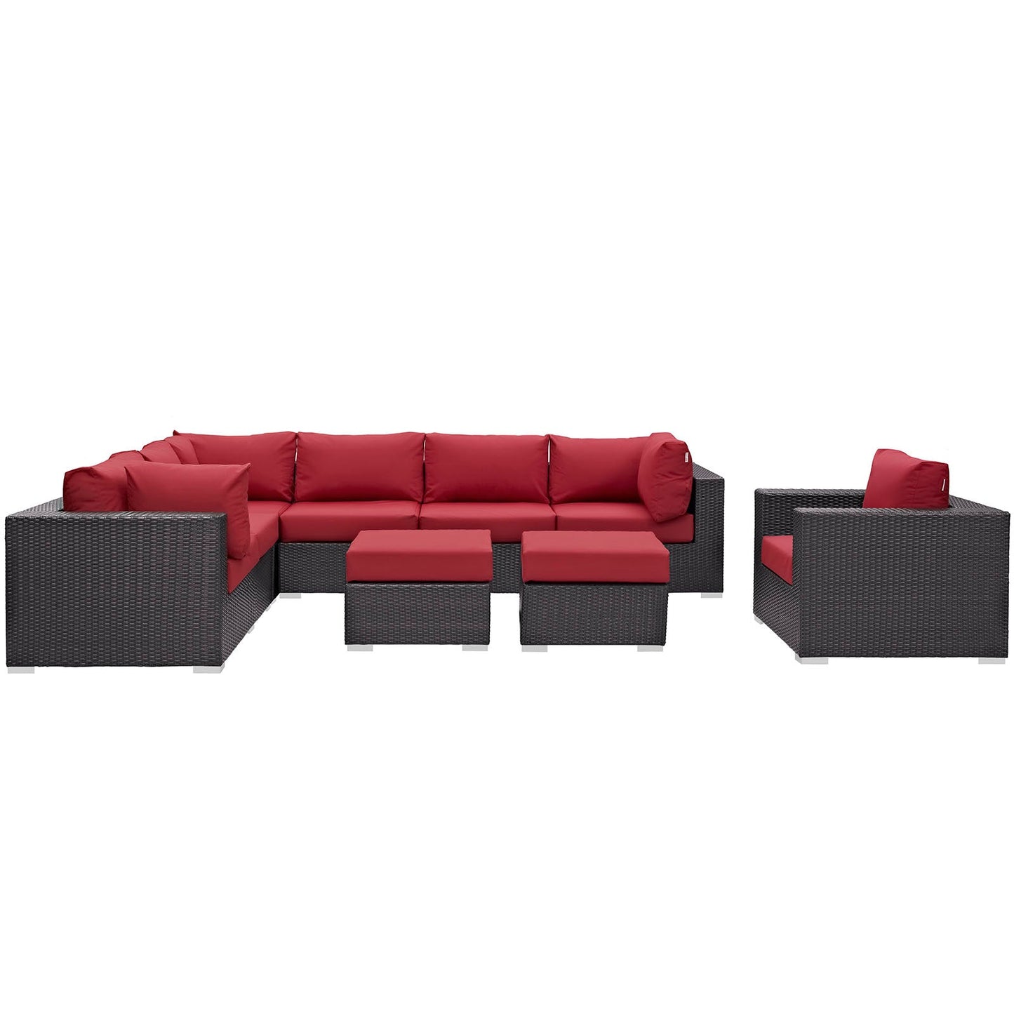 Modway Convene 9 Piece Outdoor Patio Sectional Set | Outdoor Sofas, Loveseats & Sectionals | 