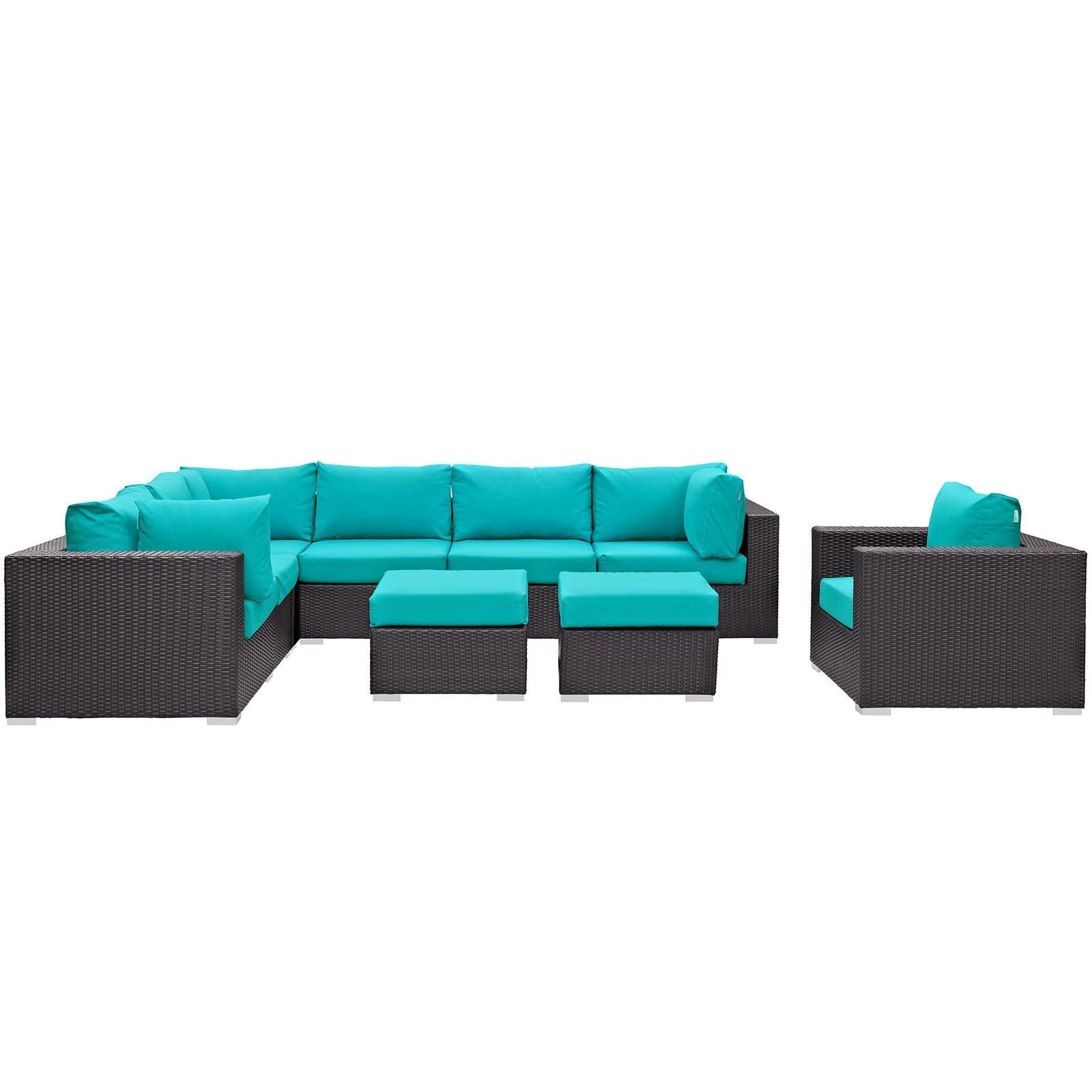 Modway Convene 9 Piece Outdoor Patio Sectional Set | Outdoor Sofas, Loveseats & Sectionals | 