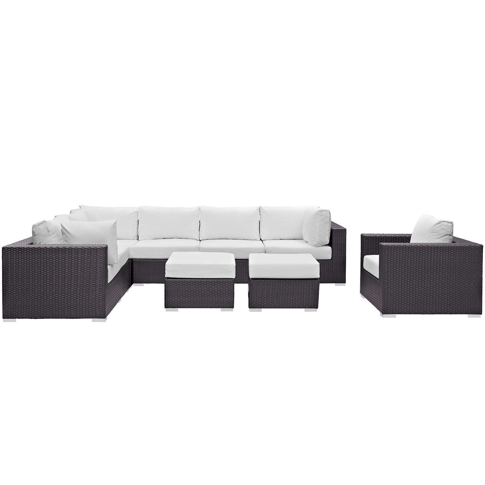 Modway Convene 9 Piece Outdoor Patio Sectional Set | Outdoor Sofas, Loveseats & Sectionals | 
