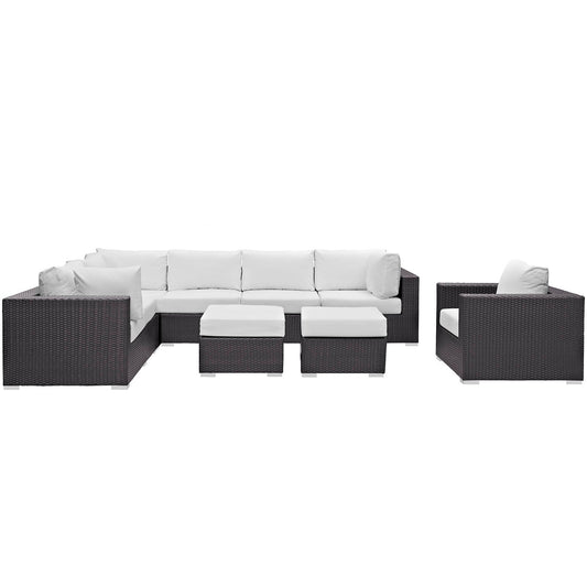 Modway Convene 9 Piece Outdoor Patio Sectional Set | Outdoor Sofas, Loveseats & Sectionals | 